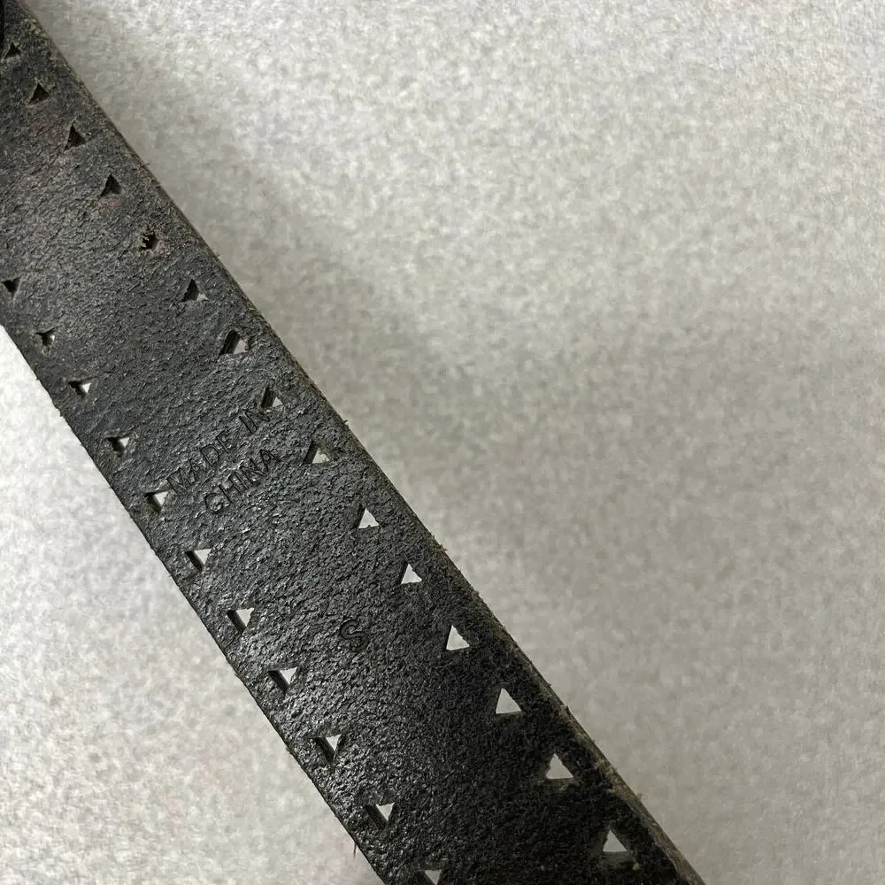 Lauren Ralph Lauren LRL Leather Belt Womens Small Black Silver Buckle Cut Out